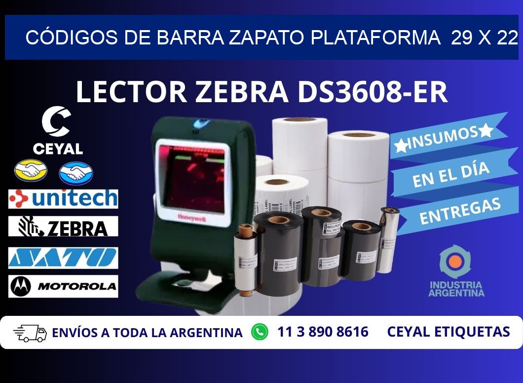 CÓDIGOS DE BARRA ZAPATO PLATAFORMA  29 x 22