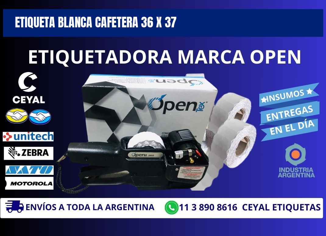 ETIQUETA BLANCA CAFETERA 36 x 37