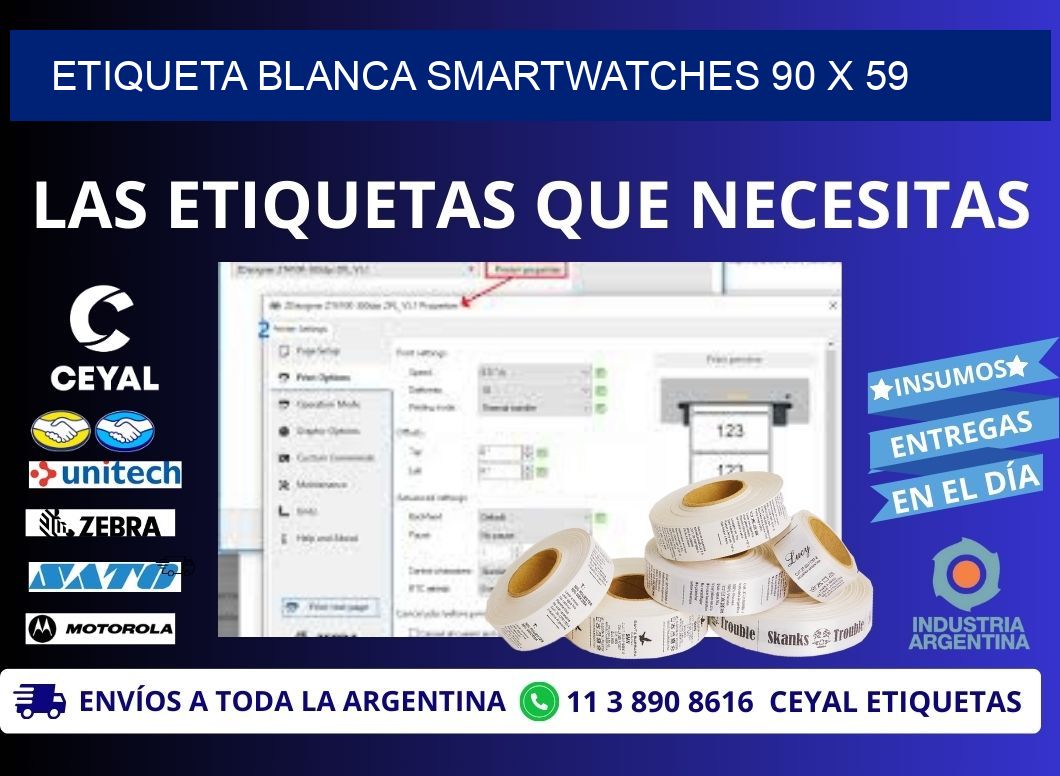 ETIQUETA BLANCA SMARTWATCHES 90 x 59