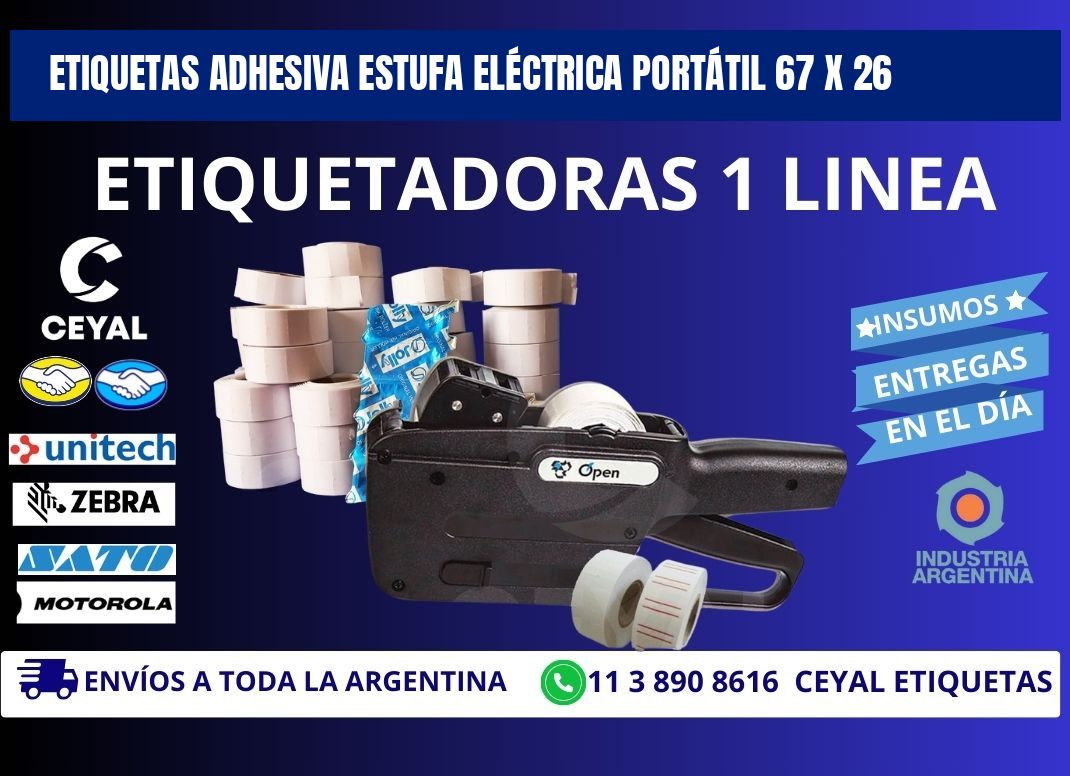 ETIQUETAS ADHESIVA ESTUFA ELÉCTRICA PORTÁTIL 67 x 26