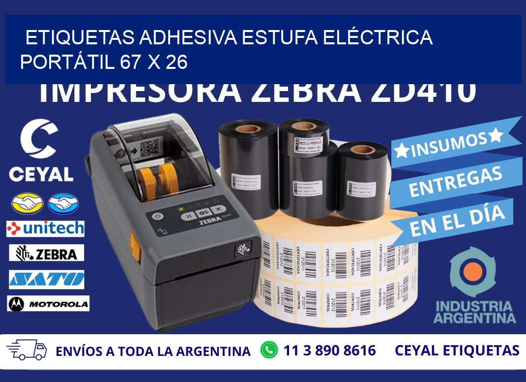 ETIQUETAS ADHESIVA ESTUFA ELÉCTRICA PORTÁTIL 67 x 26