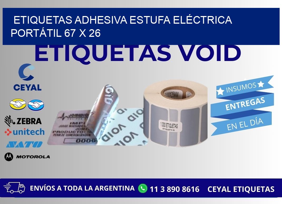ETIQUETAS ADHESIVA ESTUFA ELÉCTRICA PORTÁTIL 67 x 26