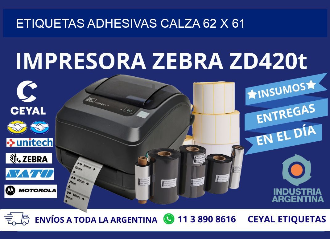 ETIQUETAS ADHESIVAS CALZA 62 x 61