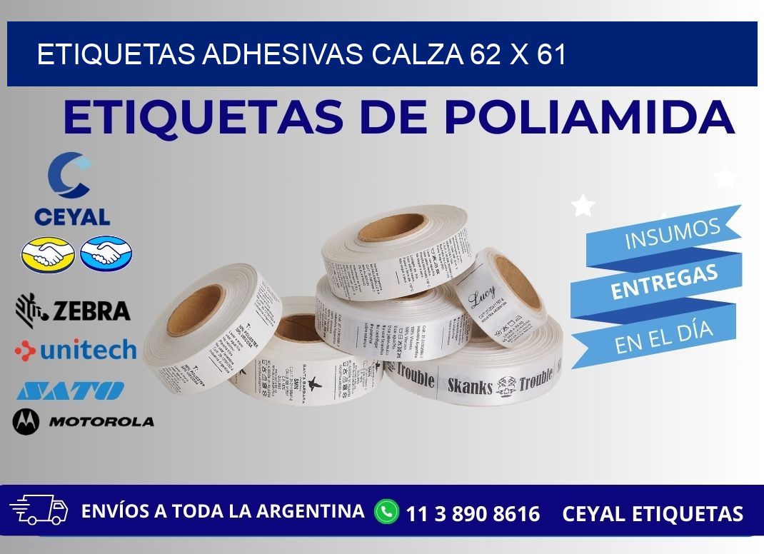 ETIQUETAS ADHESIVAS CALZA 62 x 61