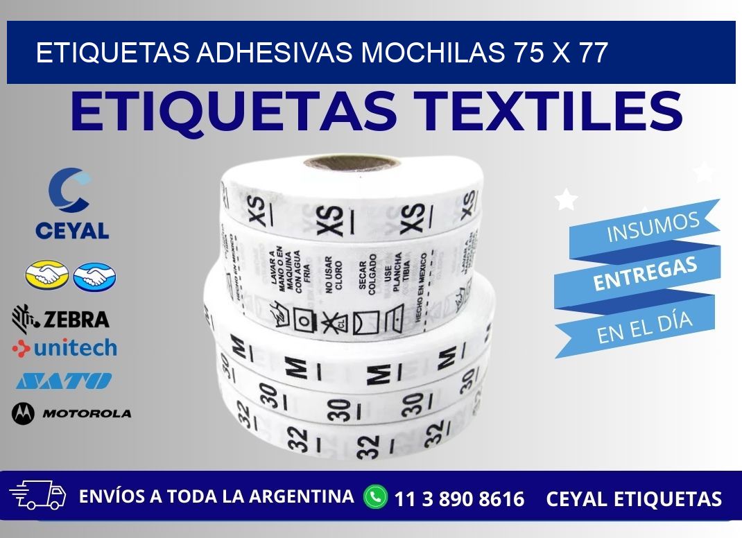 ETIQUETAS ADHESIVAS MOCHILAS 75 x 77