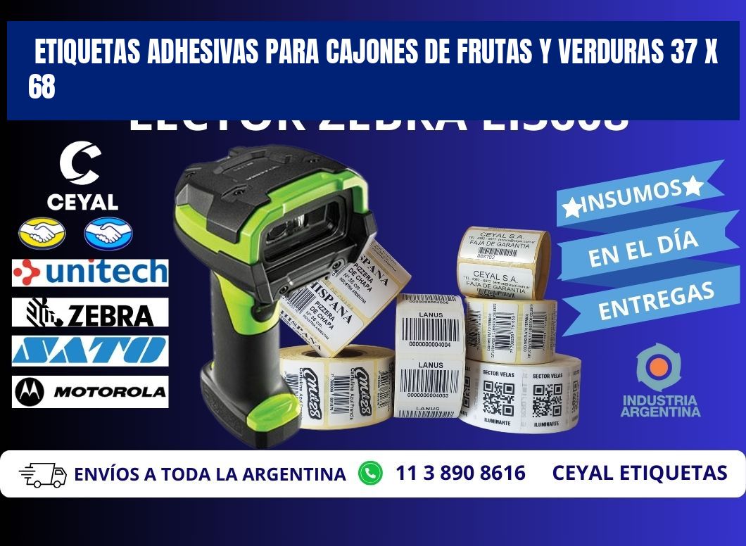 ETIQUETAS ADHESIVAS PARA CAJONES DE FRUTAS Y VERDURAS 37 x 68