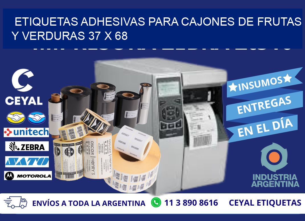 ETIQUETAS ADHESIVAS PARA CAJONES DE FRUTAS Y VERDURAS 37 x 68