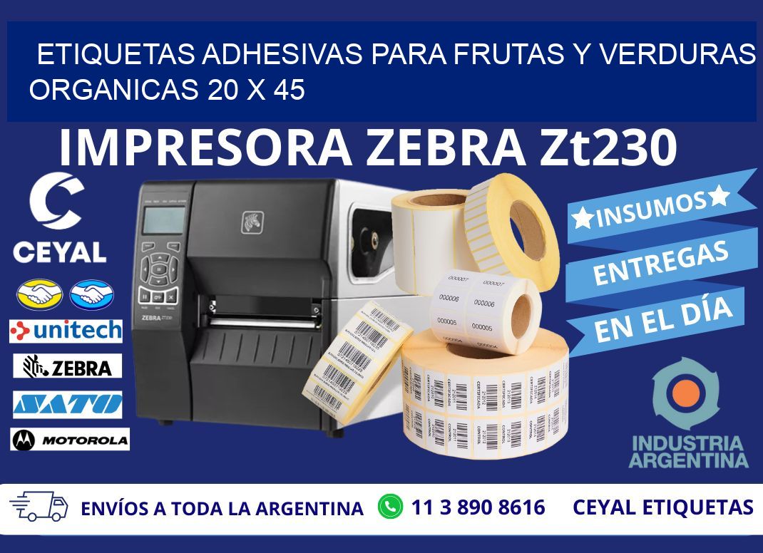 ETIQUETAS ADHESIVAS PARA FRUTAS Y VERDURAS ORGANICAS 20 x 45