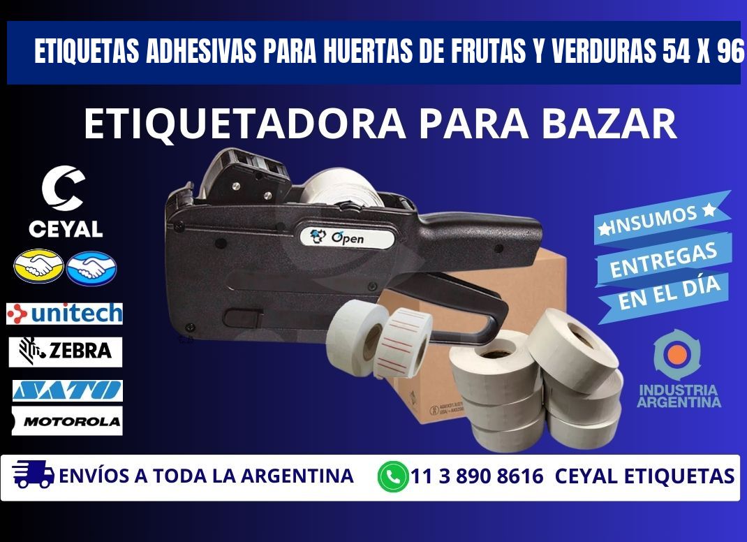 ETIQUETAS ADHESIVAS PARA HUERTAS DE FRUTAS Y VERDURAS 54 x 96