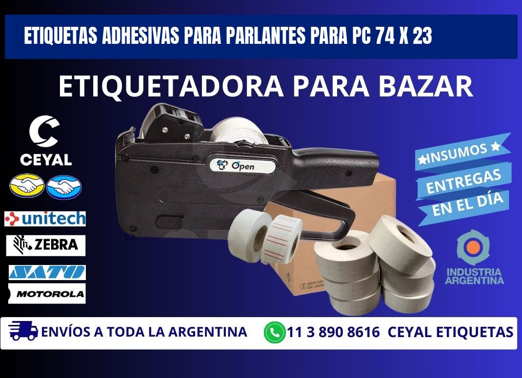 ETIQUETAS ADHESIVAS PARA PARLANTES PARA PC 74 x 23