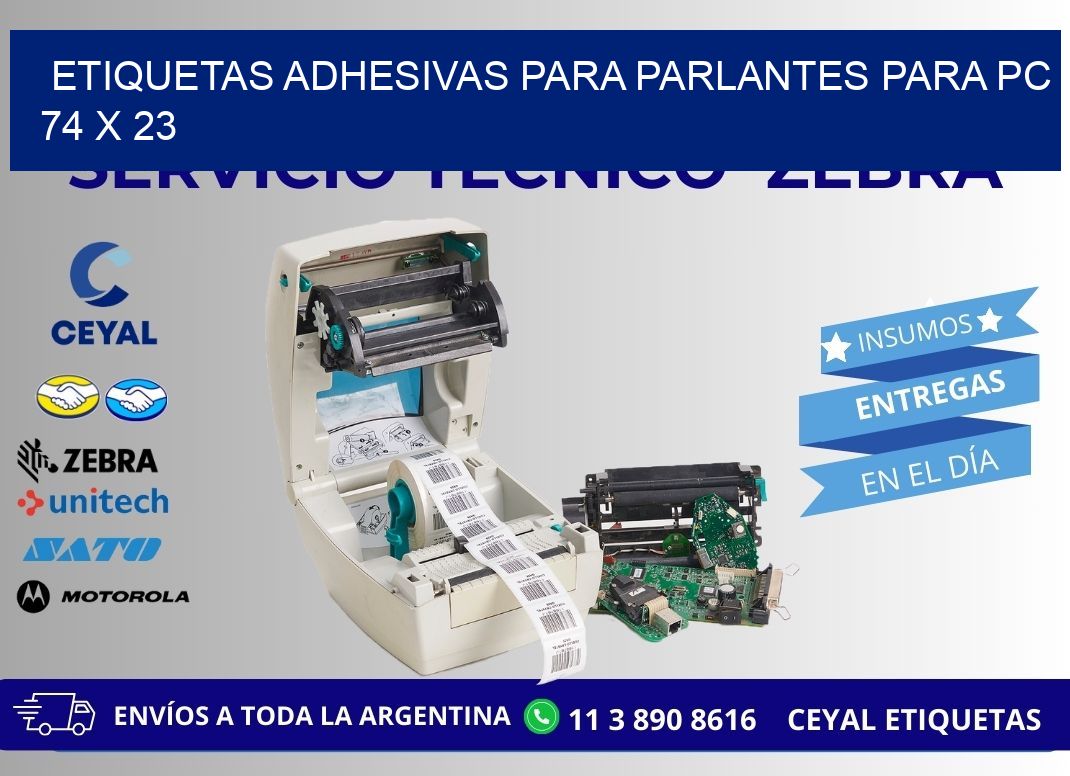 ETIQUETAS ADHESIVAS PARA PARLANTES PARA PC 74 x 23