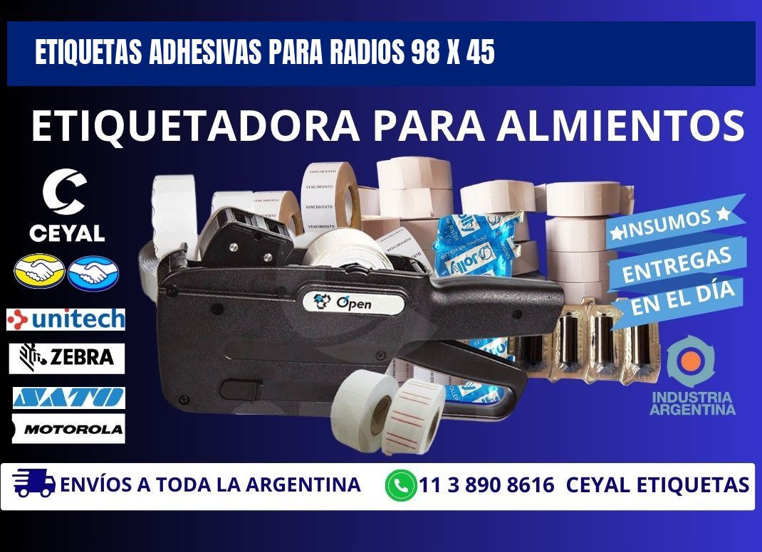 ETIQUETAS ADHESIVAS PARA RADIOS 98 x 45
