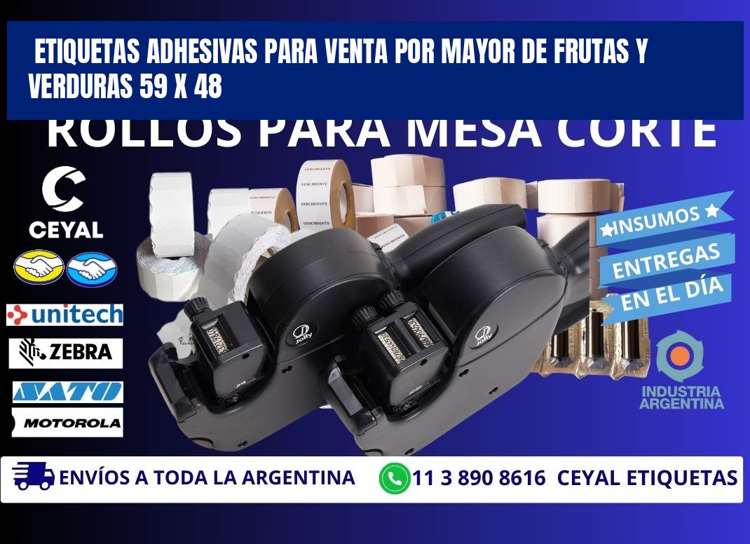 ETIQUETAS ADHESIVAS PARA VENTA POR MAYOR DE FRUTAS Y VERDURAS 59 x 48