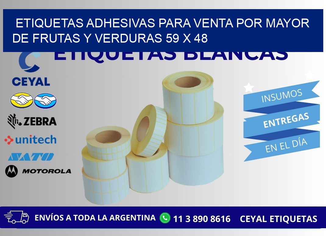 ETIQUETAS ADHESIVAS PARA VENTA POR MAYOR DE FRUTAS Y VERDURAS 59 x 48