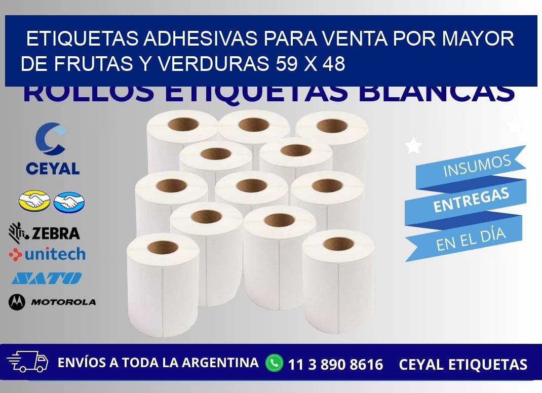 ETIQUETAS ADHESIVAS PARA VENTA POR MAYOR DE FRUTAS Y VERDURAS 59 x 48