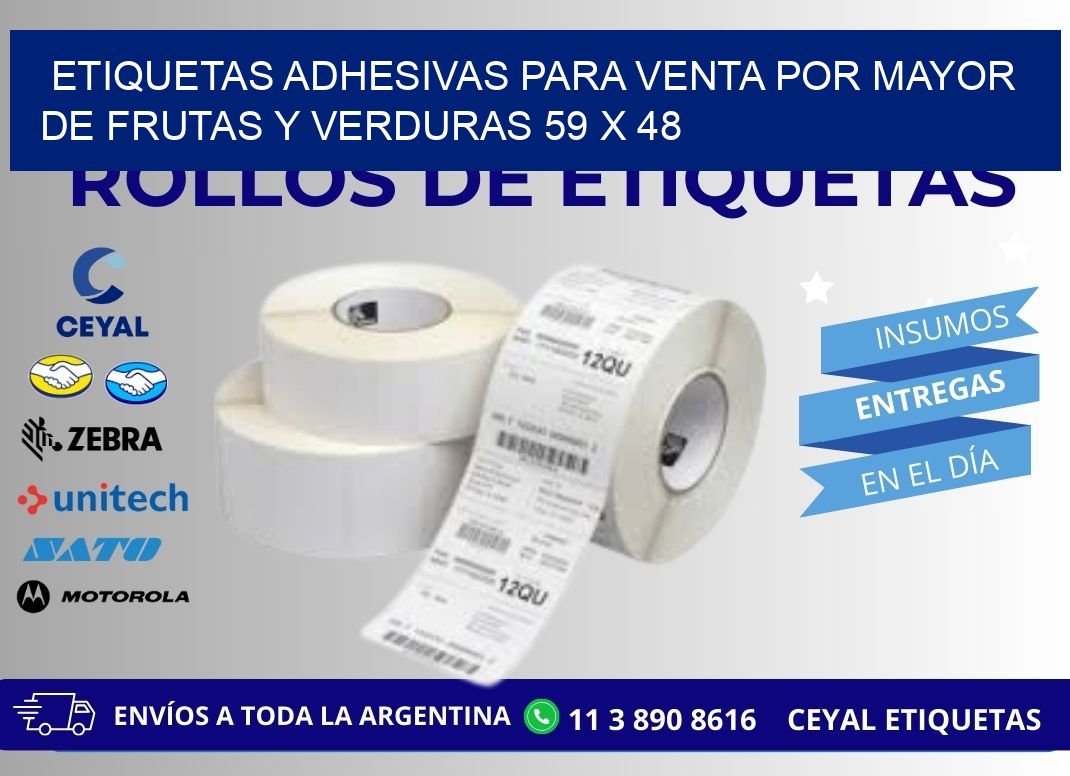 ETIQUETAS ADHESIVAS PARA VENTA POR MAYOR DE FRUTAS Y VERDURAS 59 x 48