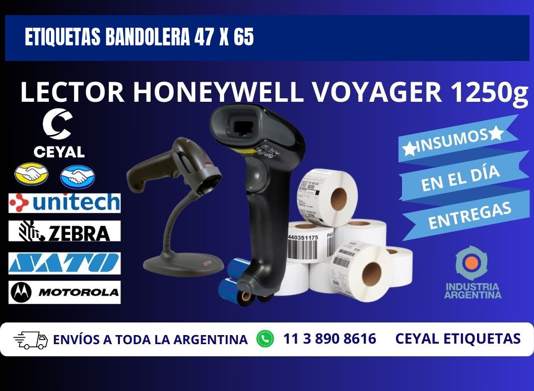 ETIQUETAS BANDOLERA 47 x 65