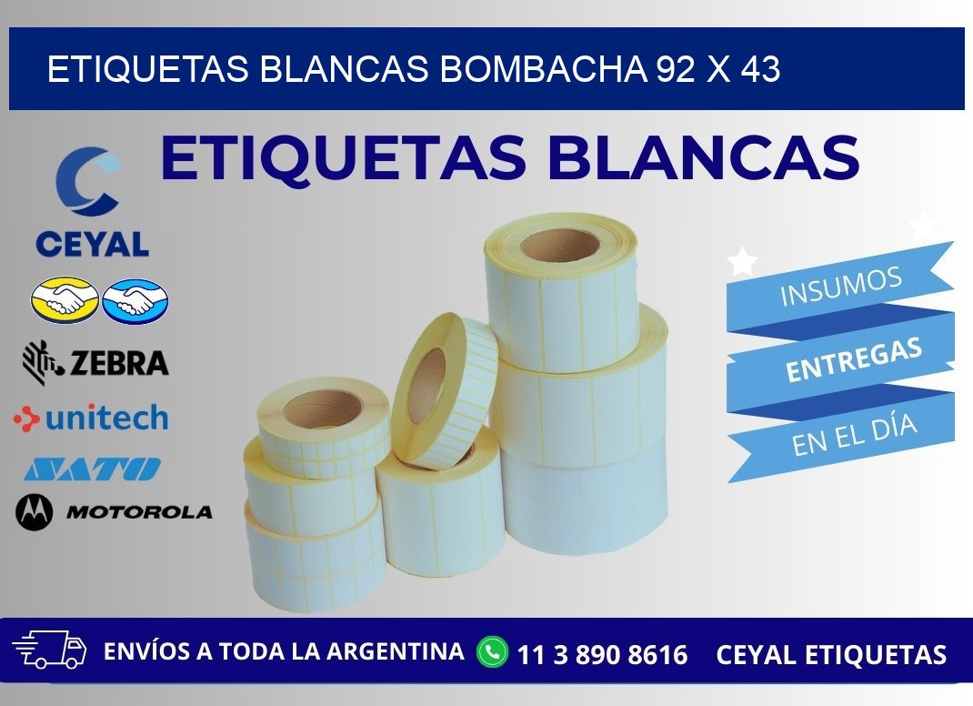 ETIQUETAS BLANCAS BOMBACHA 92 x 43