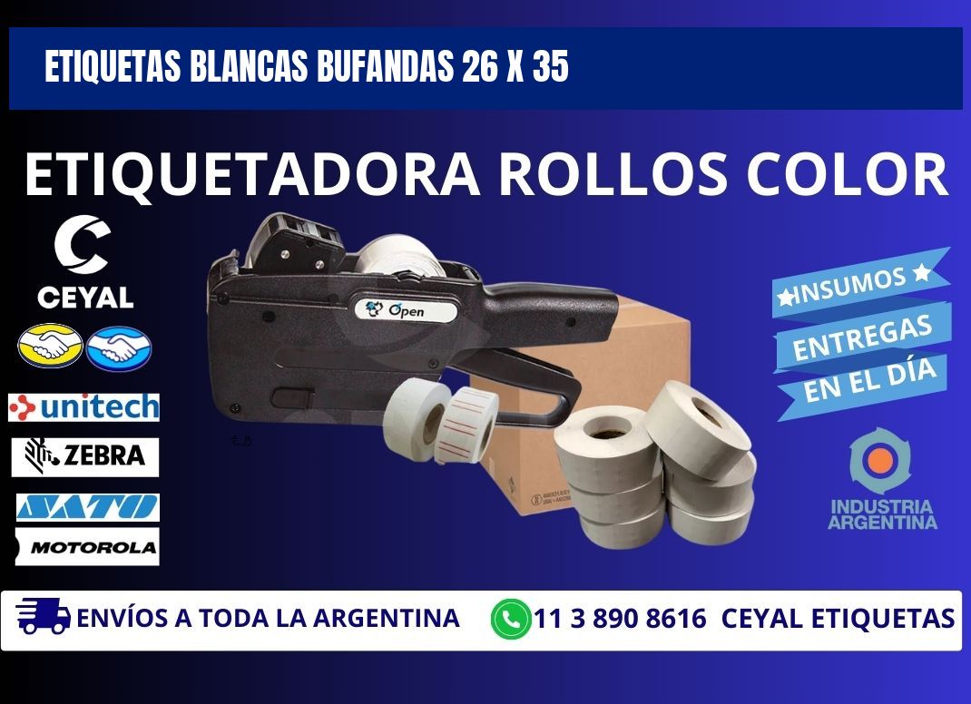 ETIQUETAS BLANCAS BUFANDAS 26 x 35