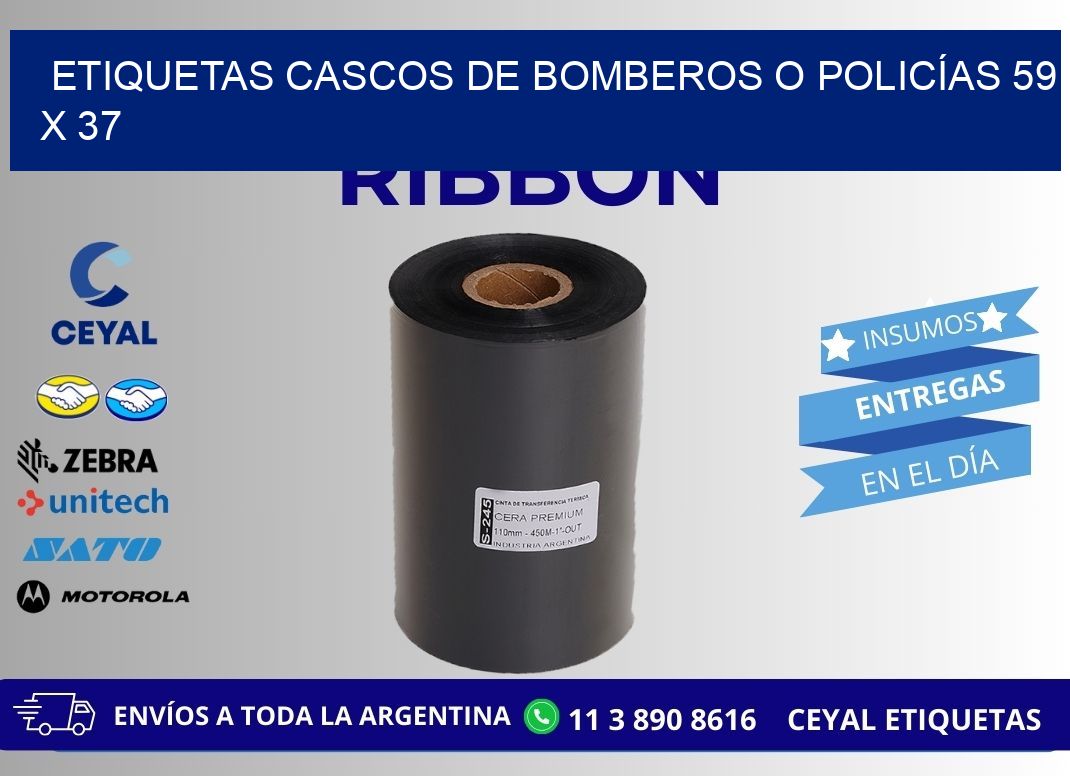 ETIQUETAS CASCOS DE BOMBEROS O POLICÍAS 59 x 37