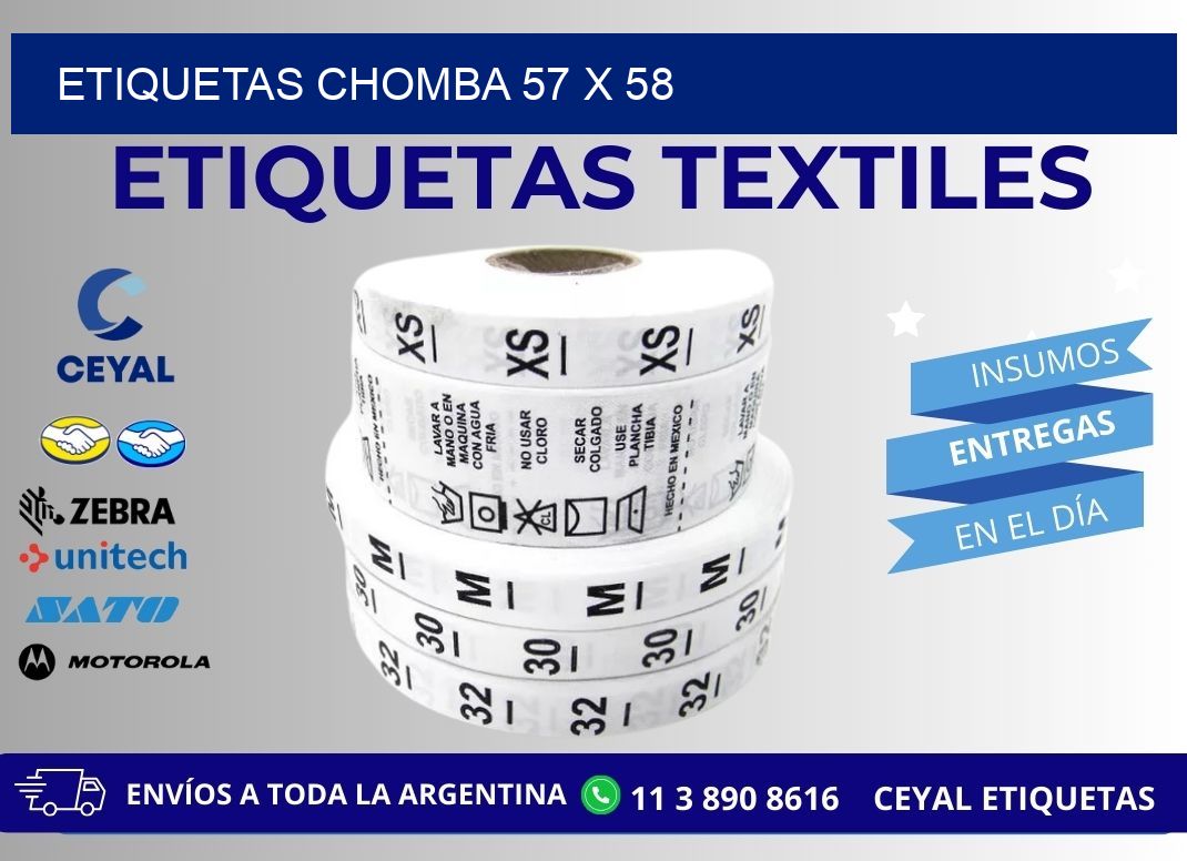 ETIQUETAS CHOMBA 57 x 58