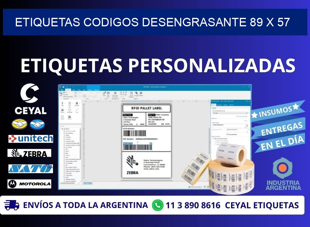 ETIQUETAS CODIGOS DESENGRASANTE 89 x 57