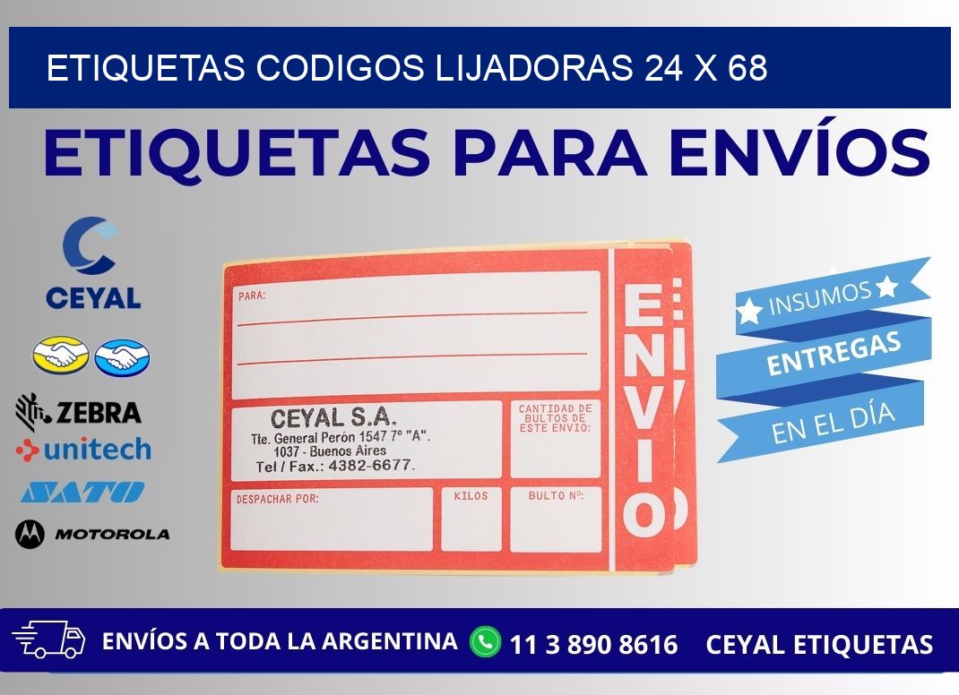 ETIQUETAS CODIGOS LIJADORAS 24 x 68