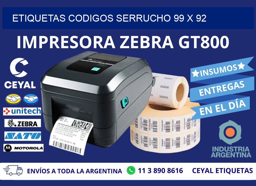 ETIQUETAS CODIGOS SERRUCHO 99 x 92