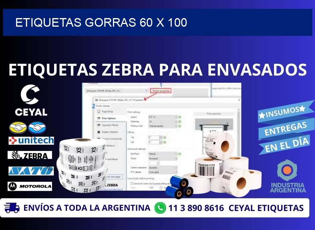 ETIQUETAS GORRAS 60 x 100