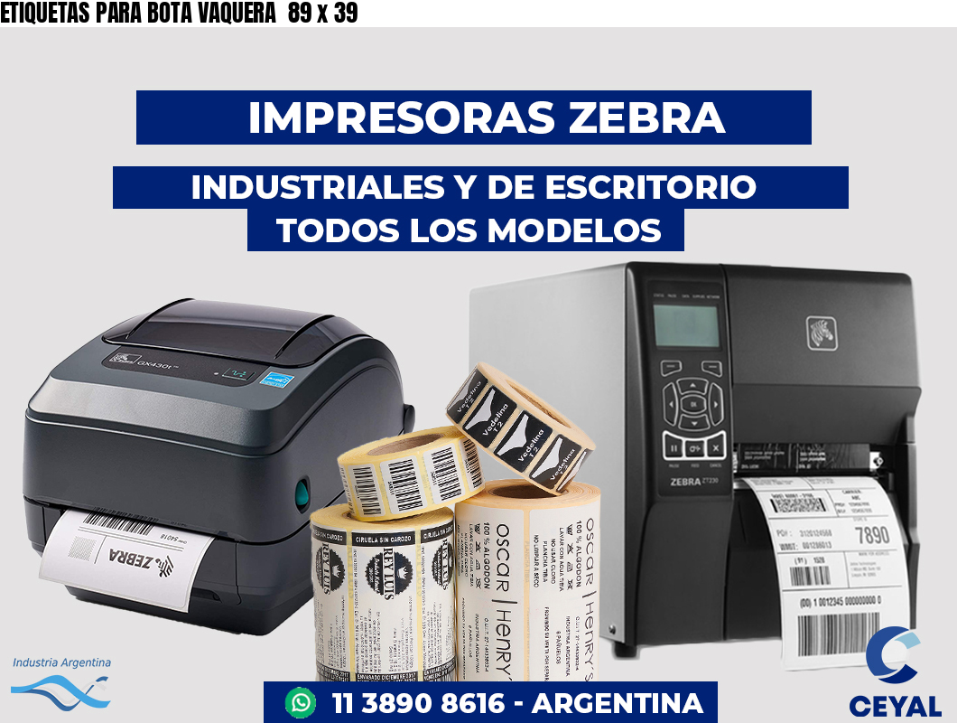 ETIQUETAS PARA BOTA VAQUERA  89 x 39