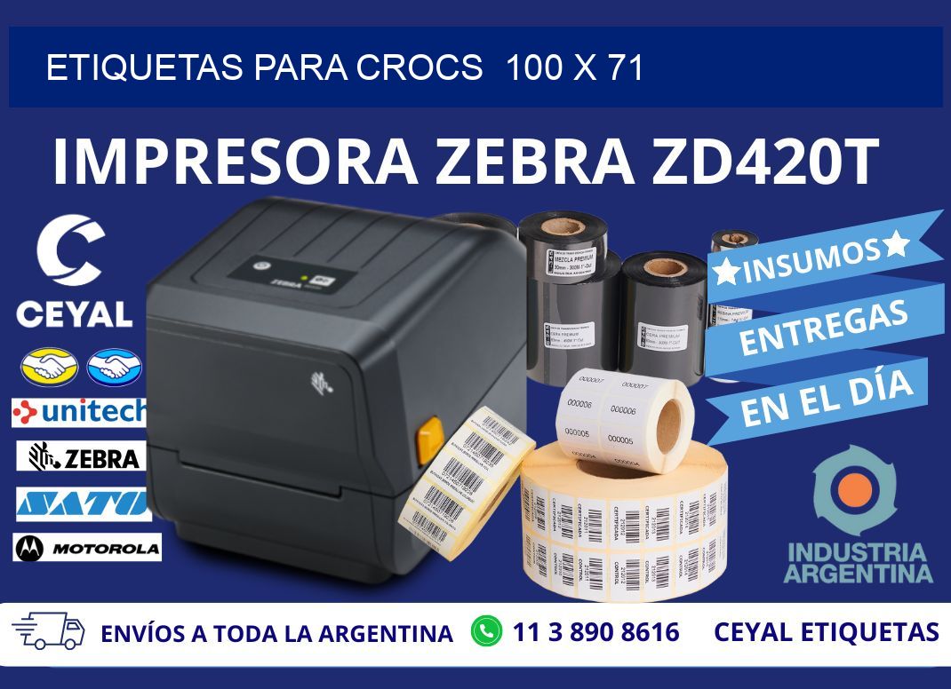 ETIQUETAS PARA CROCS  100 x 71