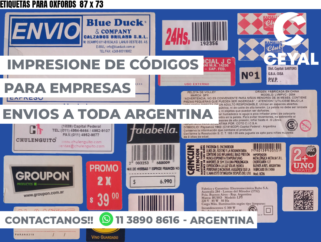 ETIQUETAS PARA OXFORDS  87 x 73