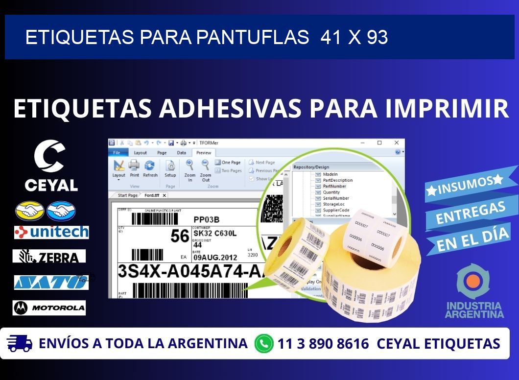 ETIQUETAS PARA PANTUFLAS  41 x 93