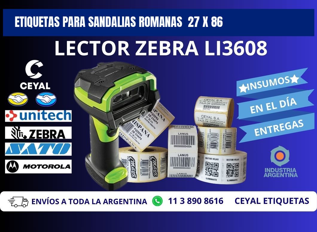 ETIQUETAS PARA SANDALIAS ROMANAS  27 x 86