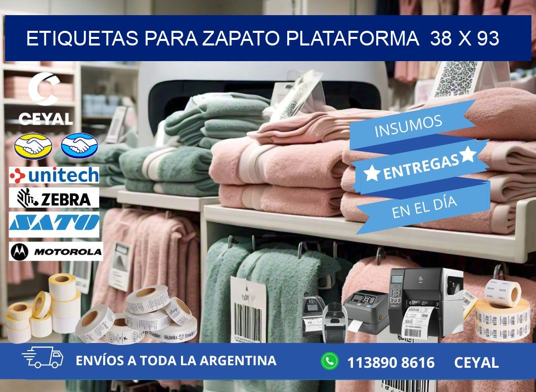 ETIQUETAS PARA ZAPATO PLATAFORMA  38 x 93