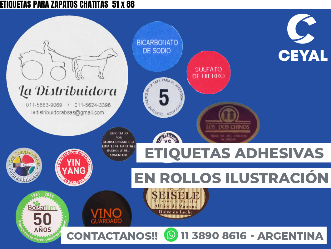 ETIQUETAS PARA ZAPATOS CHATITAS  51 x 88