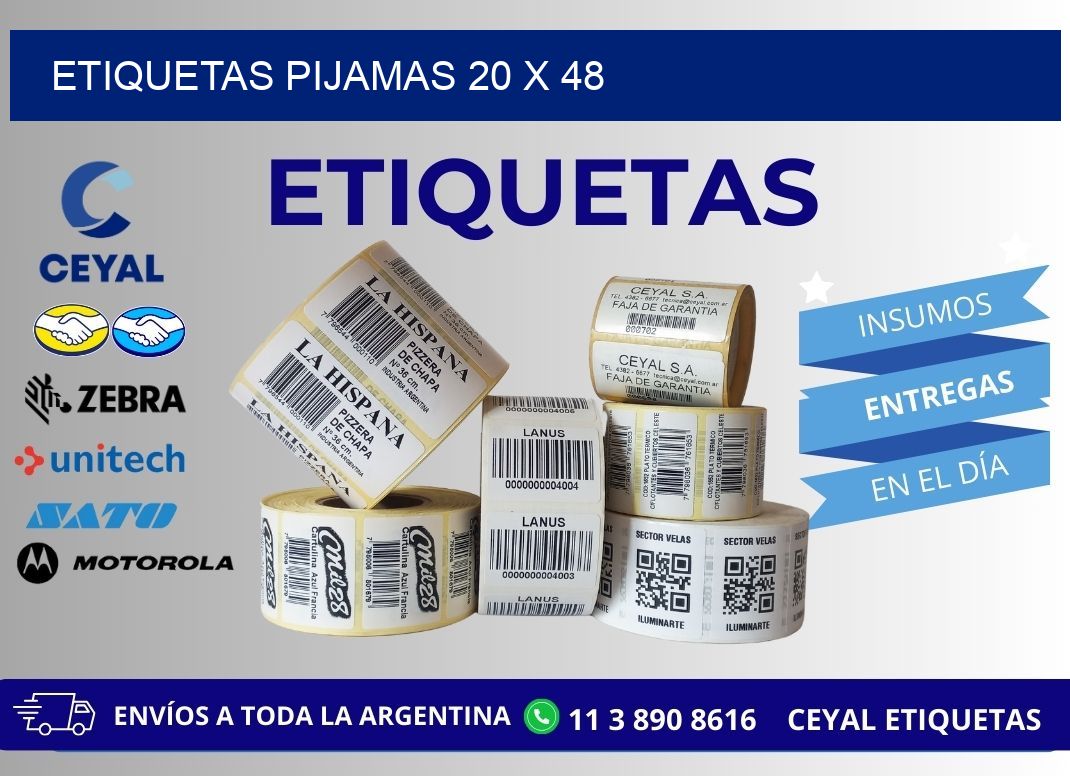 ETIQUETAS PIJAMAS 20 x 48