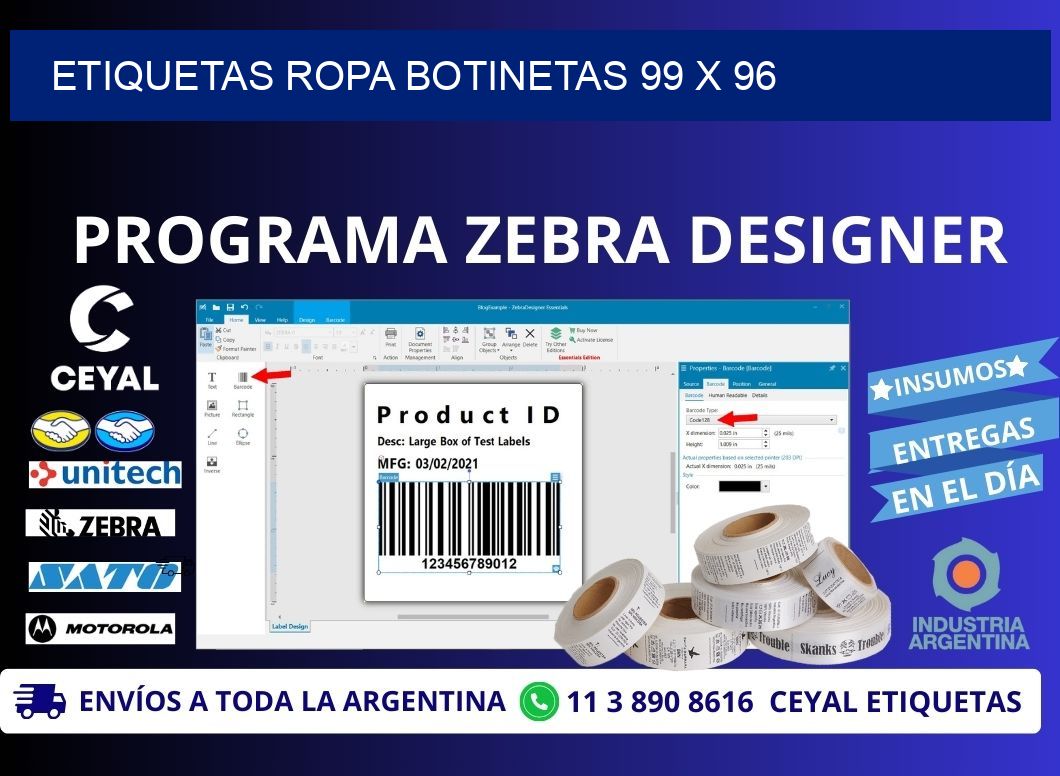 ETIQUETAS ROPA BOTINETAS 99 x 96