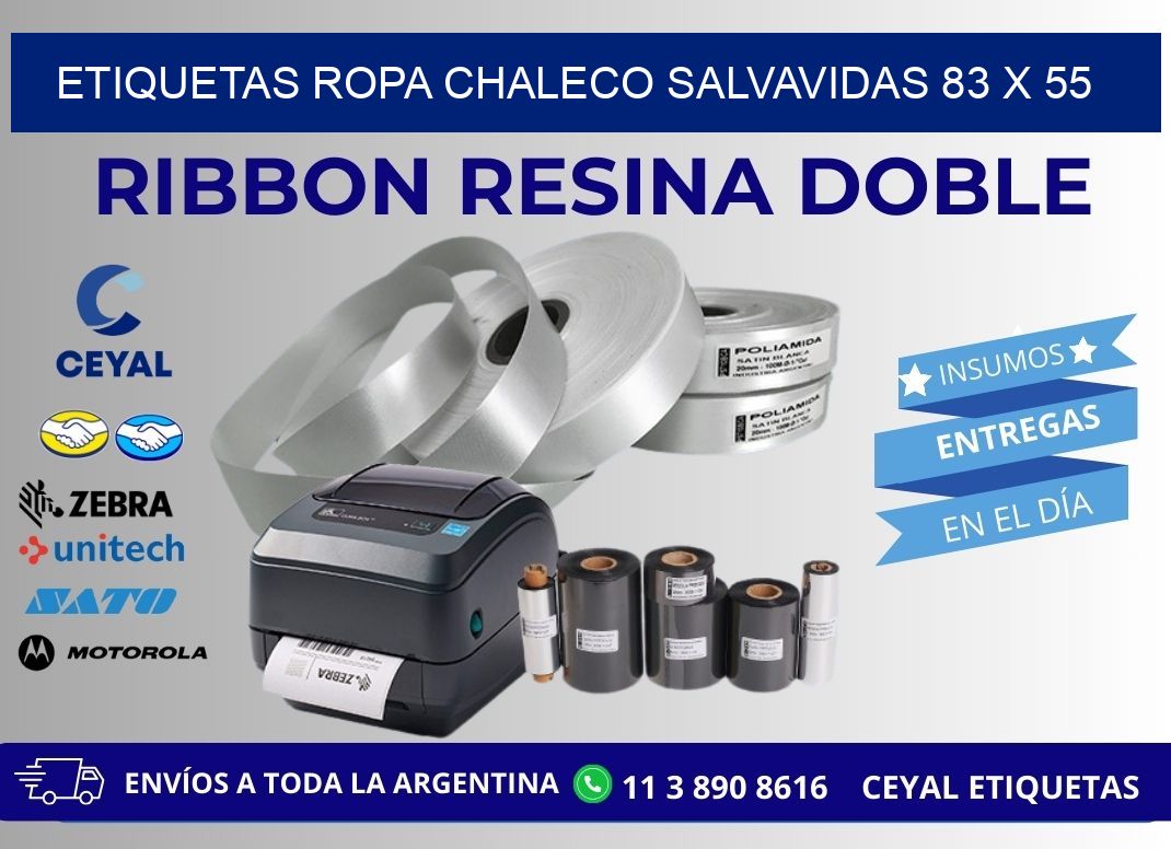ETIQUETAS ROPA CHALECO SALVAVIDAS 83 x 55