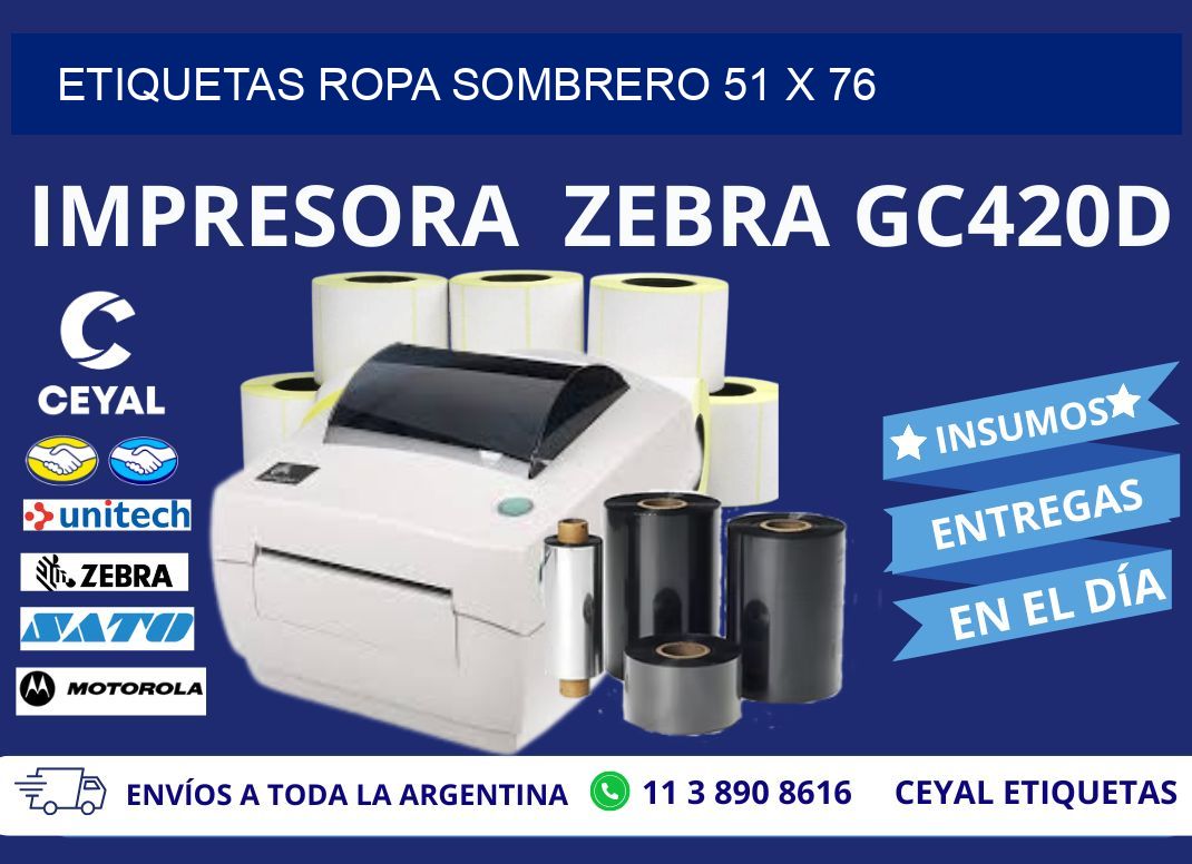 ETIQUETAS ROPA SOMBRERO 51 x 76