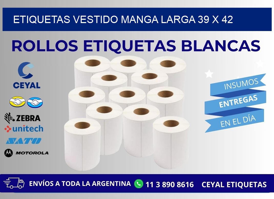 ETIQUETAS VESTIDO MANGA LARGA 39 x 42