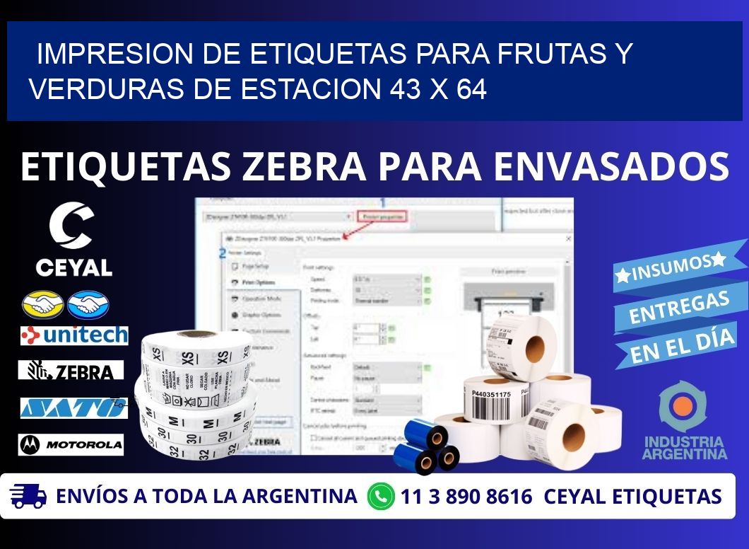 IMPRESION DE ETIQUETAS PARA FRUTAS Y VERDURAS DE ESTACION 43 x 64