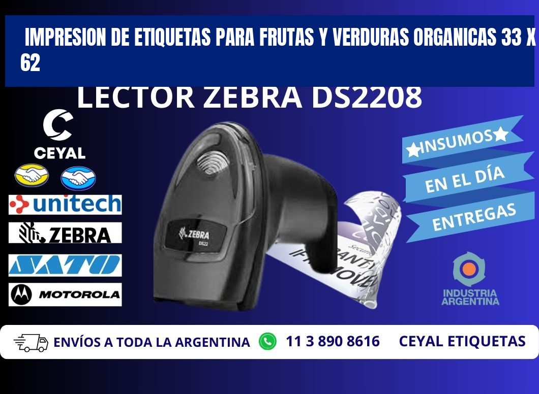 IMPRESION DE ETIQUETAS PARA FRUTAS Y VERDURAS ORGANICAS 33 x 62