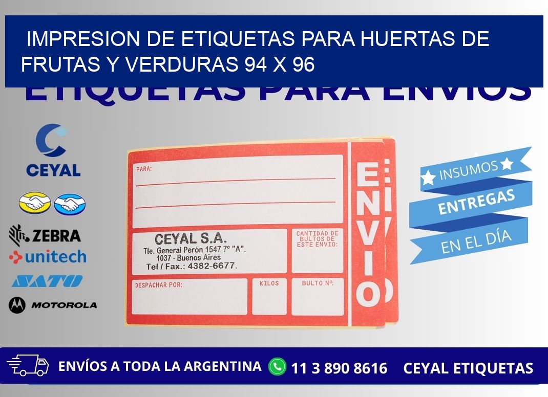 IMPRESION DE ETIQUETAS PARA HUERTAS DE FRUTAS Y VERDURAS 94 x 96