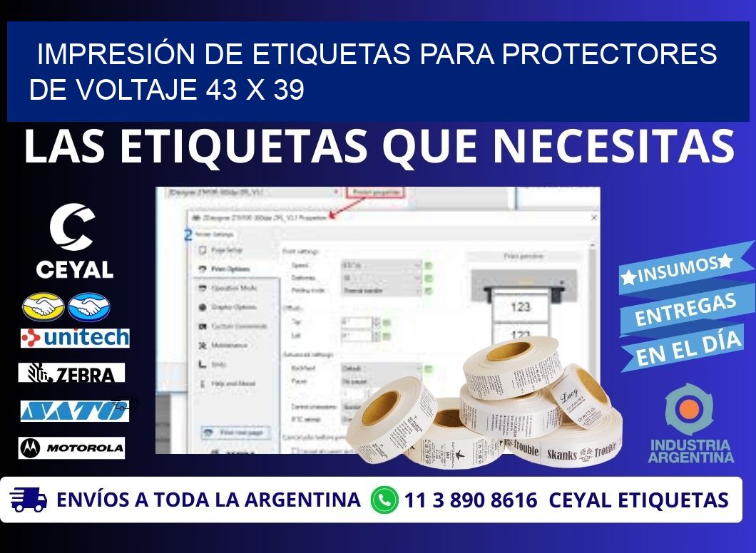 IMPRESIÓN DE ETIQUETAS PARA PROTECTORES DE VOLTAJE 43 x 39