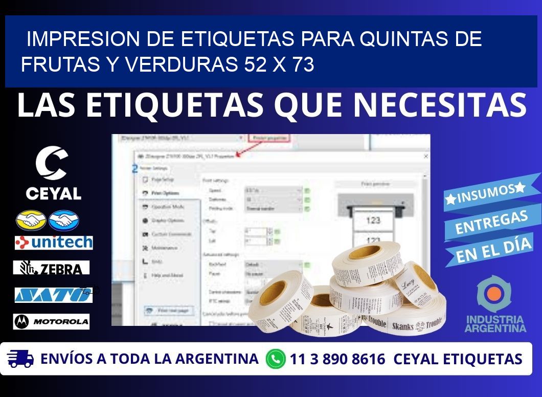 IMPRESION DE ETIQUETAS PARA QUINTAS DE FRUTAS Y VERDURAS 52 x 73