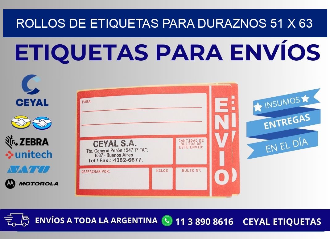 ROLLOS DE ETIQUETAS PARA DURAZNOS 51 x 63
