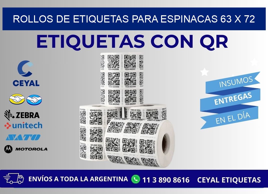 ROLLOS DE ETIQUETAS PARA ESPINACAS 63 x 72