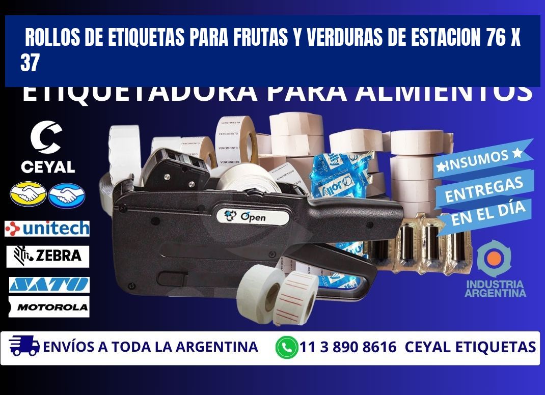 ROLLOS DE ETIQUETAS PARA FRUTAS Y VERDURAS DE ESTACION 76 x 37