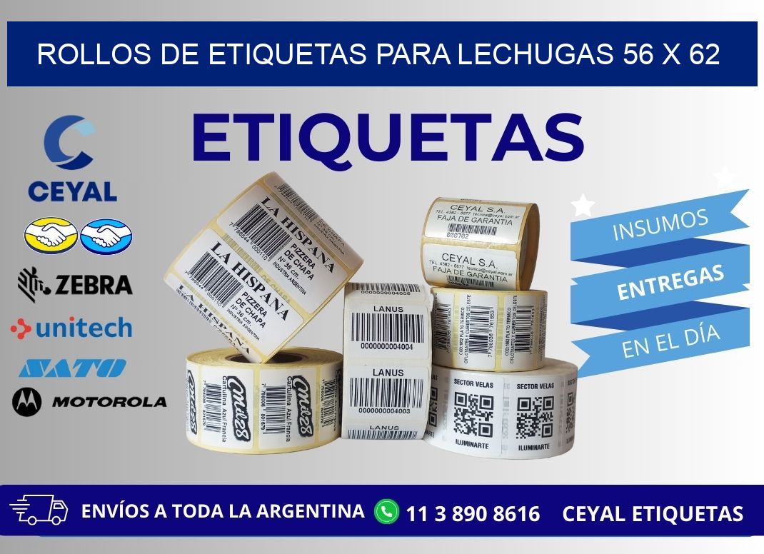 ROLLOS DE ETIQUETAS PARA LECHUGAS 56 x 62